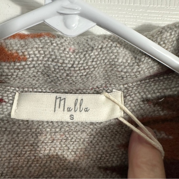 Mulla "Jackson" shacket, size Sm., Aztec print, hi-lo, raw edge, blue/rust - Picture 7 of 9